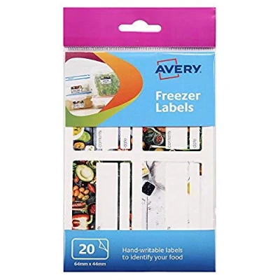 Immagine di Avery, etichette autoadesive da freezer, solo scrittura a mano, 44 x 64 mm, 4 per foglio