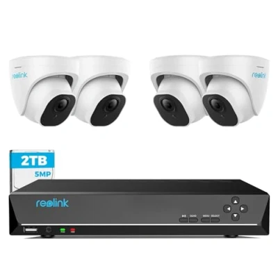 Immagine di Reolink 5MP Kit Videosorveglianza Poe, NVR 8CH 4K 2TB + 4X Telecamere Esterno Poe Impermeabile, Rilevamento Intelligente di Uomo e Veicolo, Visione Notturna a 30 Metri, RLK8 520D4