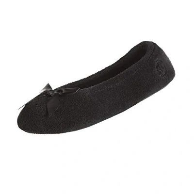 Immagine di Totes Isotoner, pantofole da donna, modello ballerina, in spugna, nero