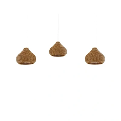Immagine di Lucande lampada a sospensione da esterno Taniola, 3 luci, beige, rattan