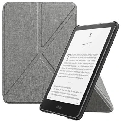 Immagine di MoKo Custodia per All new 7&quot; Kindle Paperwhite (12th Generation 2024) e Colorsoft Signature Edition 2024, Origami con Cover Posteriore Magnetica in PC, Denim Grigio