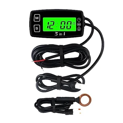 Immagine di Indicatore di temperatura del motore LCD digitale Runleader Voltmetro, promemoria avviso programmabile, display dell&#039;orologio, selezione della modalità retroilluminazione per il generatore