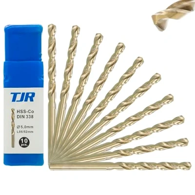 Immagine di TJR® HSS E M35 Punta elicoidale per trapano, autocentrante, DIN 338, tipo N, 135, 10 pezzi, Ø 5 mm