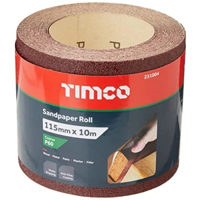 Immagine di TIMCO 231004 Rotolo di carta vetrata, grana 60, 115 mm x 10 m, colore: Rosso