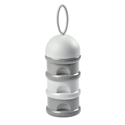 Immagine di BÉABA Contenitore Dosatore di Latte in Polvere, Impilabile, 3 Scomparti, 100% Ermetico, Utilizzo Evolutivo: Si Trasforma un per Merenda, Grigio/Nero