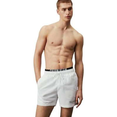 Immagine di Calvin Klein Medium Double Wb Km0Km00992, Pantaloncini Doppio Elastico in Vita, Uomo, Bianco (Pvh Classic White), XL