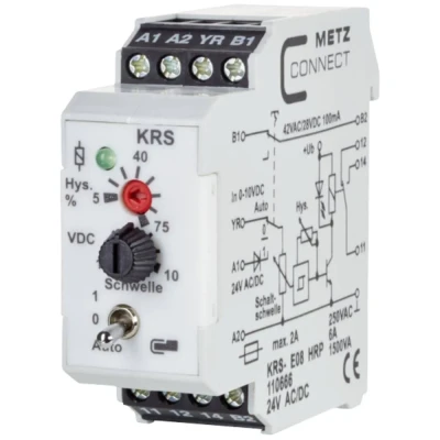 Immagine di Interruttore a valore di soglia 24, 24 V/AC, V/DC (max) 1 scambio Metz Connect 110666 pz.