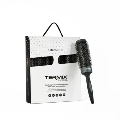 Immagine di Termix Evolution XL Pack di 5 spazzole per capelli rotonde, 3 cm più lunghe, che riducono i tempi asciugatura, fibre ionizzate e tubo antiaderente. Comprende diametri 17, 23, 28, 32 43