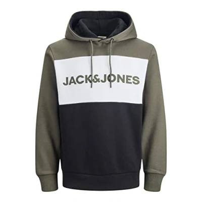 Immagine di JACK &amp; JONES Felpa con Cappuccio Logo Colourblocking, Verde (Dusty Olive/Reg), L