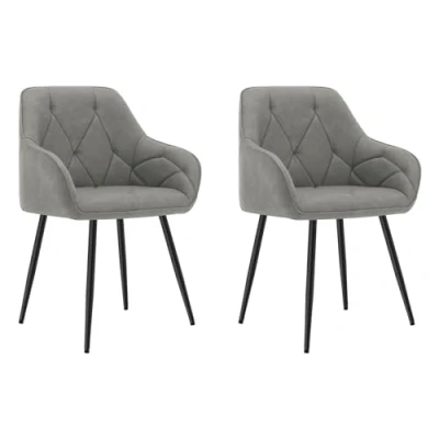 Immagine di WOLTU Set di 2 Sedie da Pranzo con Braccioli e Schienale, Cucina Moderna in PU Vintage, Poltrone Salotto Gambe Metallo, ergonomiche per Ufficio,Grigio Scuro,EZS03dgr