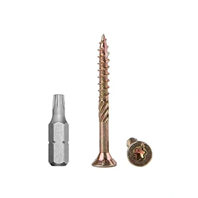 Immagine di Confezione da 50 viti per legno in acciaio zincato giallo 3,5 x mm, testa Torx, tipo 17, svasata, e truciolato