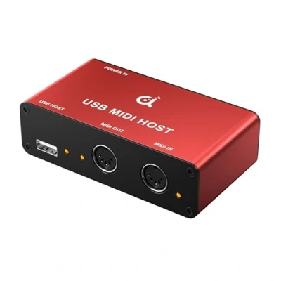 Immagine di DigitalLife Stand Alone USB MIDI Host Bridge Box Interfaccia DIN 1 In/1 Out a 5 Pin, Indicatore LED, Metallo, Rosso