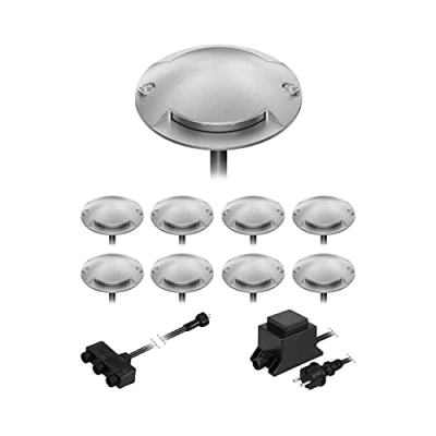 Immagine di ledscom.de Lampada da terra a LED Bunda, 2 luci, per esterni, passabile, bianco caldo, set di 9