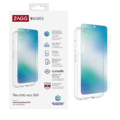 Immagine di ZAGG InvisibleShield Flex XTR2 Eco 360 Screen Protector Compatible for Samsung Galaxy S23, Shockproof, Strong, Anti Dust Install, antiriflesso, Blue Light Eyesafe, 5G, Friendly, Clear