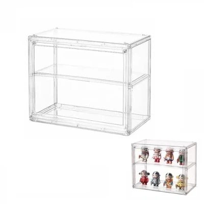 Immagine di Vetrinetta Espositiva Vetrina Acrilico con Porta per Collezionismo, Teca Plexiglass, Figure,Scaletta 1 Gradini, Hanno Bisogno di Auto Assemblaggio, Antipolvere(27x22x13cm)