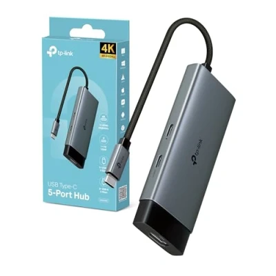 Immagine di TP Link USB TYPE C 5 PORT Hub (USB C, 5 Porti), Docking station + USB, Grigio