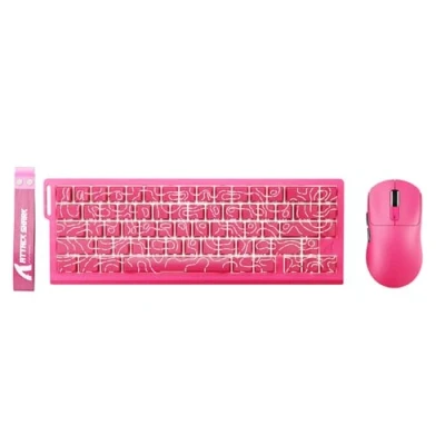 Immagine di ATTACK SHARK X68 HE Tastiera Magnetica Cablata con X3 Mouse Gaming Wireless, Rapid Trigger 8KHz, Precisione RT di 0,01 mm, SUPERLIGHT, Sensore PAW3395, 26.000 DPI Contorni Rosa