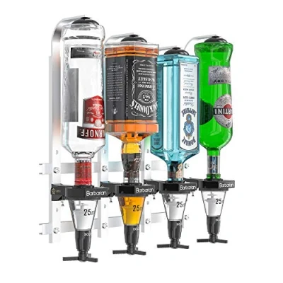 Immagine di Barbarian Optics 4/6 bottiglia per liquori, con apribottiglie a parete in omaggio, 30 ml, supporto dosatore bevande alcoliche e vino 4 Bottle