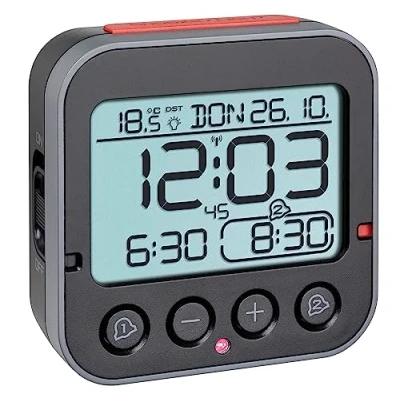 Immagine di TFA Dostmann 60.2550.01 Radiocontrollato Sveglia Nero Tempi di allarme 2 Display grande