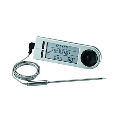 Immagine di RÖSLE Misuratore di temperatura al cuore del barbecue, termometro per determinare la ideale della carne sul barbecue o nel forno con supporto magnetico, colore argento/nero