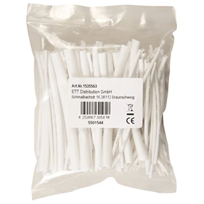 Immagine di McPower Set di tubi termoretraibili McPower, 100 pezzi in sacchetto, colore: Bianco