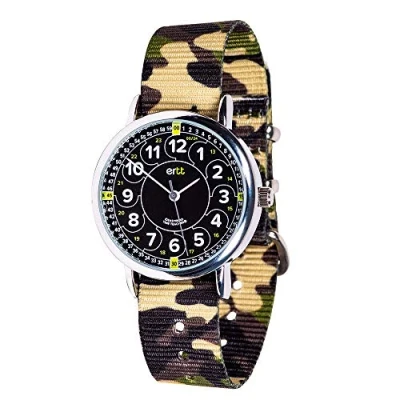 Immagine di ertt EasyRead time teacher ERW BKG 24 GC orologio 12 Verde nero, cinghia camuffamento