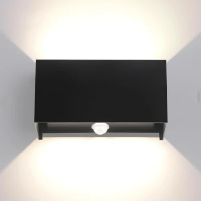 Immagine di 25W LED Applique da Parete Esterno/Interno con Sensore di Movimento e Crepuscolare 4000K Luci Naturale IP65 Impermeabile Moderno Alluminio Lampada Esterno Angolo Luce Regolabile Nero