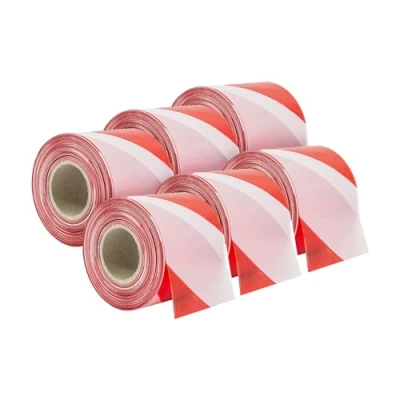 Immagine di IMBALLAGGI 2000 Nastro Segnaletico Bianco e Rosso Ideale per Segnalare Zone Pericolose ed Inaccessibili 7cm x 200mt 6 Pezzi