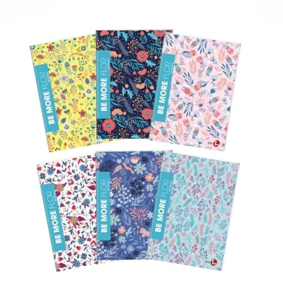 Immagine di BM BeMore FLOR Maxi quaderni in formato A4 Rigatura C, righe con margini per 4 e 5 elementare Set da 10 pezzi copertine floreali glitter 96 pagine, carta 100g