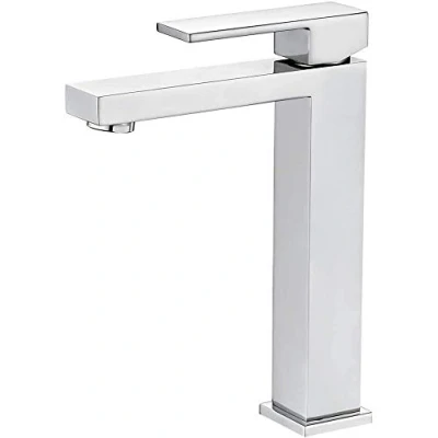 Immagine di Ibergrif M11105 Atenas, Miscelatore Lavabo Alto, Rubinetto Monocomando per Bagno, Cromo, Argento