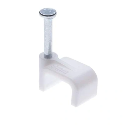 Immagine di Chiodini Clip Fermacavi da Parete 100 Pezzi 9mm per Fissaggio Cavi, Elettrici, Fermacavo Muro Piatto Compatibile con Cat 5 5e, 6 6a, 7 6P4C / 8P8C RJ11 RJ45 Ethernet Internet Cavo