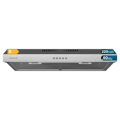 Immagine di Cecotec Cappa aspirante 60 CM di larghezza Bolero Flux 602200 inox B. Potenza aspirazione 220 m3/h, motore 70 W, basso consumo, controllo meccanico, 3 livelli potenza, finitura in