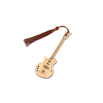 Immagine di Alnicov Segnalibro in bambù a forma di chitarra, con nappe