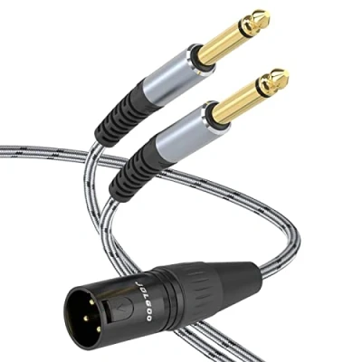Immagine di JOLGOO cavo per microfono sdoppiatore XLR maschio a doppio TS mono Y da 1/4&quot;, adattatore 6,35 mm, 1 metro