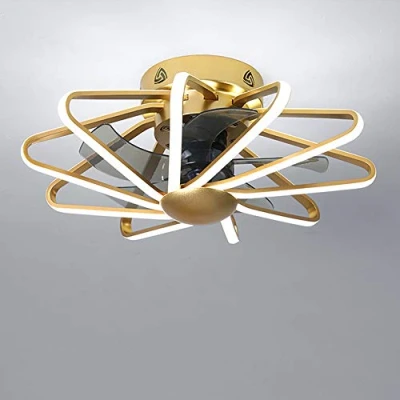 Immagine di Plafoniera creativa moderna lampada da soffitto a LED dimmerabile con illuminazione e telecomando, silenziosa per camera dei bambini, letto, soggiorno, (oro)