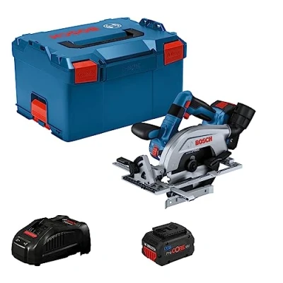Immagine di Bosch Professional GKS 18V 57 2 L Sega circolare a batteria Profondità di taglio max. (90 ) mm incl. seconda batteria, caricabatterie, valigia