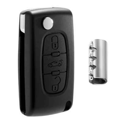 Immagine di Jongo Guscio Chiave con Lama Compatibile Peugeot 207cc, 307, 308cc, 407 e Expert 3 CE0523 Custodia Plip Macchina Furgone Telecomando Pulsanti