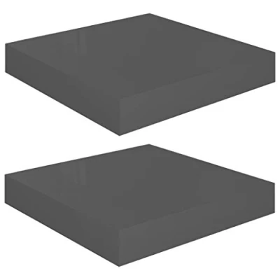 Immagine di vidaXL Scaffali a Parete 2 pz Grigio Lucido 23x23,5x3,8 cm in MDF