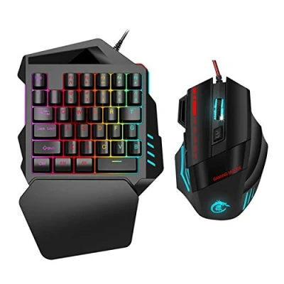 Immagine di tastiera e mouse da gioco, gioco RGB a 35 tasti con una sola mano combo 5500 DPI per Windows 7/8/10/2000/XP/Vista/OS X o l&#039;ultima versione