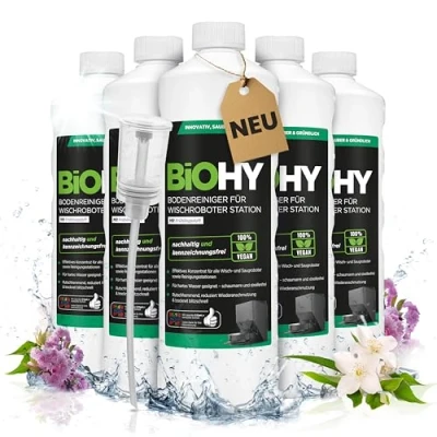 Immagine di BiOHY detergente per pavimenti robot pulitore stazione con profumo primaverile (6 x 1 litro) + dosatore concentrato tutti i e aspirapolvere funzione bagnata
