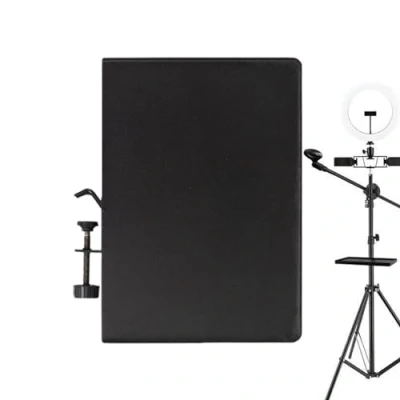 Immagine di Porta plettro per asta microfonica, vassoio in metallo supporto musicale con clip sul vassoio, Morsetto Portaoggetti rack, universale regolabile palco, streaming live,