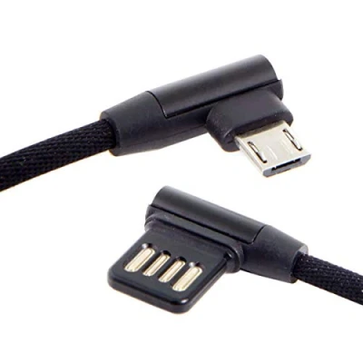 Immagine di Cablecc Cavo dati da micro USB 5 pin/USB C 3.1 tipo ad angolo retto a sinistra destra, 2.0 con custodia, per tablet e telefono, 15 cm (micro pin)