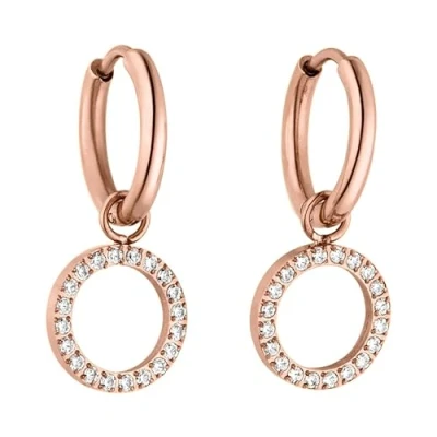 Immagine di PURELEI® Orecchini Closed Glow (Oro rosa) donna in resistente acciaio inossidabile rosa impermeabili da Diametro 1,4 cm Gioielli per un look personalizzato