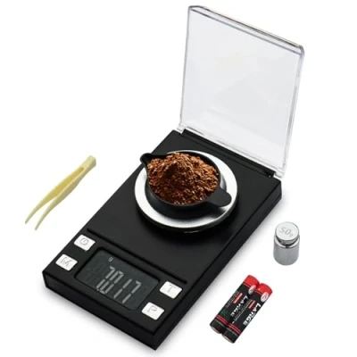 Immagine di UNIWEIGH Milligrammo Scala 50g/0.001g, precisione Mini Carat Gram per la medicina polvere,gioielli,gemma,ricarica,laboratorio,bilancia tascabile con peso Cal,tara,display LCD, polvere Scoop