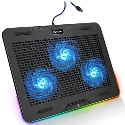 Immagine di KLIM Aurora + Base di raffreddamento RGB per PC Portatili da 11&quot; a 17&quot; Alimentata USB Supporto laptop gaming Stabile e Robusto Ampia compatibilità NUOVA Versione