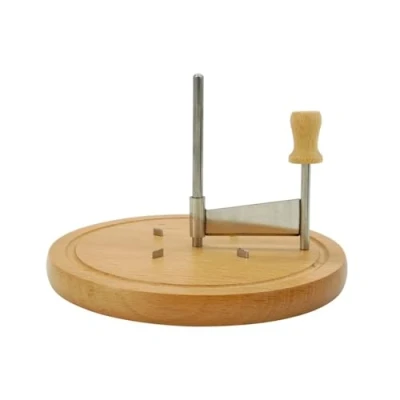 Immagine di Fackelmann 56773 Girolla per formaggio con piano in legno, finferle testa di monaco, taglio rotante, acciaio inossidabile, 22 x 12,5 cm
