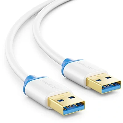 Immagine di deleyCON 2m Cavo USB 3.0 Super Speed ​​ a Maschio Velocità di Trasferimento Fino 5 Gbit/s Bianco/Blu