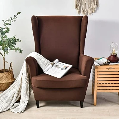 Immagine di CHNSHOME Copripoltrona con Orecchie 1 posto elasticizzato 2 pezzi Coprisedile Fodera per pouf Fodere poltrone elastiche Grigio chiaro