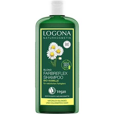 Immagine di LOGONA Naturkosmetik Colorreflex shampoo biondo per capelli naturalmente lucidi, adatto biondi e biondi, colorati con formula vegana in camomilla biologica, 1 x 250 ml