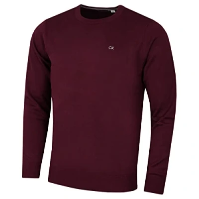 Immagine di Calvin Klein Maglione da uomo con scollo rotondo in morbido cotone, Borgogna francese, L